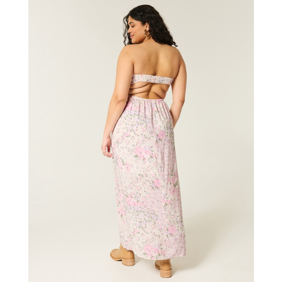 NWT HOLLISTER Floral Maxi Dress Size L White Pink - Picture 2 of 7